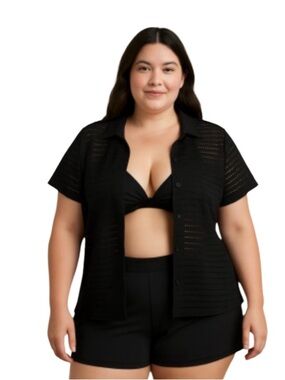 🌸2/$12🌸 NWT Hurley Swimsuit Coverup Top Black Size XL